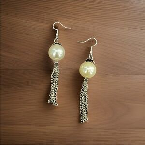 Pearl Tassel Earrings Handmade 925 silver Plated Hooks Artisan Jewelry Unique